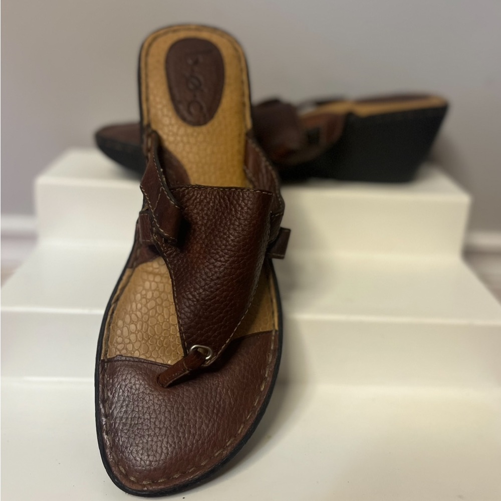 BOC Brown Leather Wedge Sandals In Size 10 Slight Wear!!